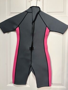 Kids Wave Wetsuit - Gray with Pink Panels